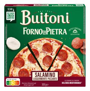 BUITONI FORNO DI PIETRA SALAMINO LEGGERMENTE PICCANTE PIZZA SURGELÉE 315G